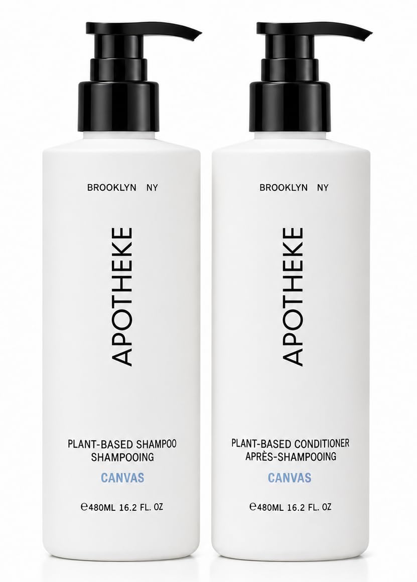 Plant-Based Shampoo and Conditioner Set with Aloe Chamomile Coconut and Jojoba Oils, 16.2 Fl Oz Each P751073
