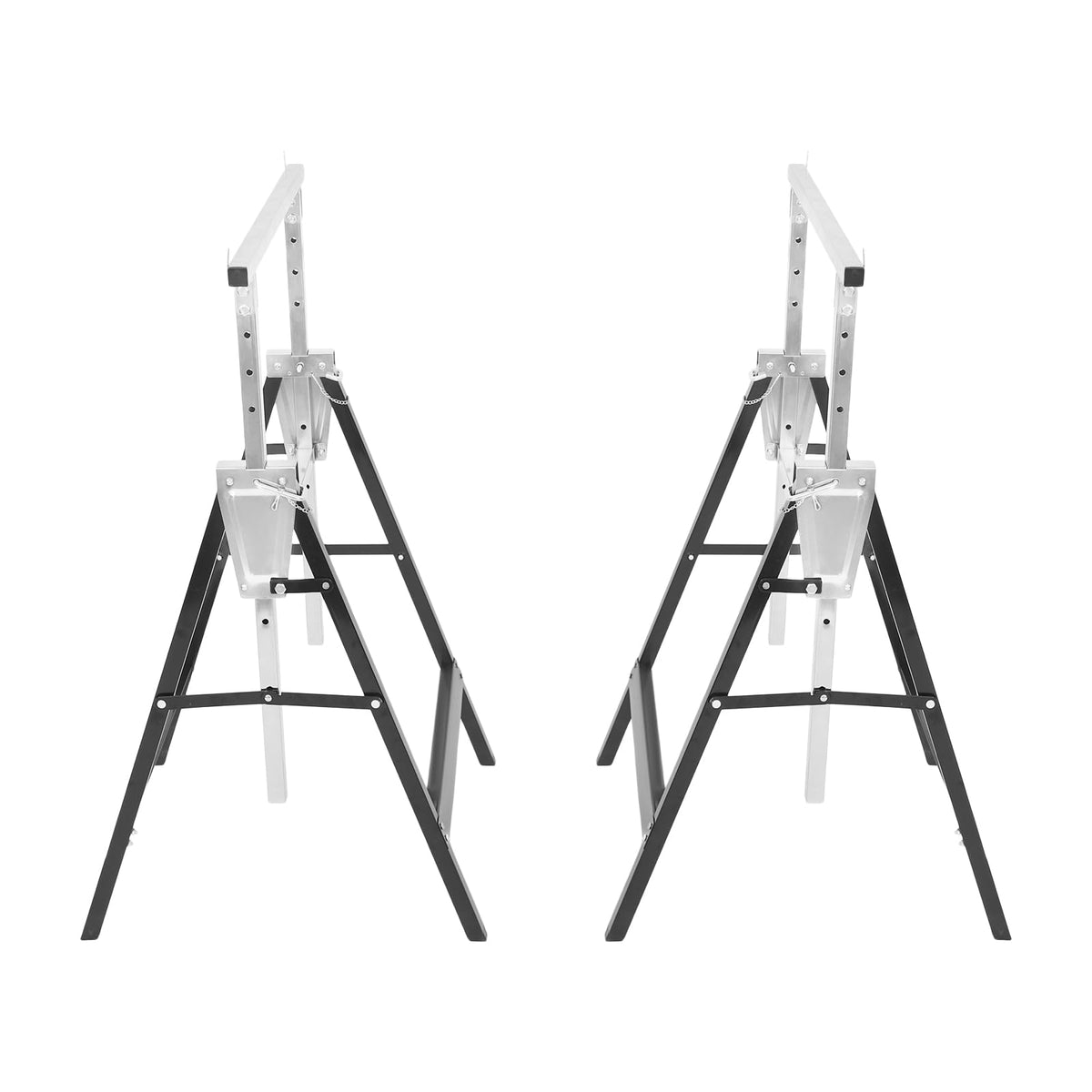 2-Pack Height Adjustable Folding Saw Horses Q195 Steel 220.46lbs Load Capacity Black & Silver S289231