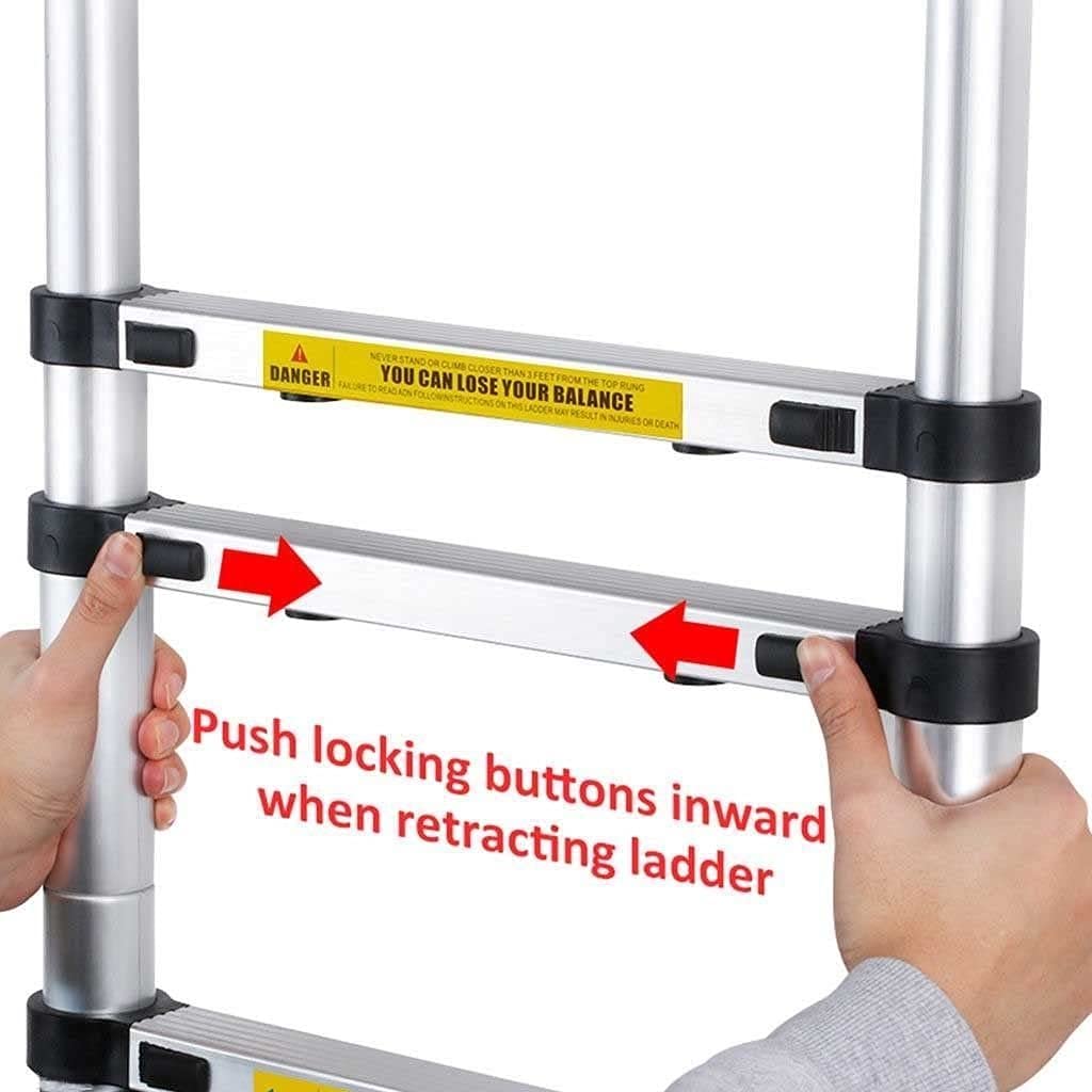 Aluminum Telescoping Ladder with Hooks, 20.3FT One Button Retraction 330lbs Capacity O1802