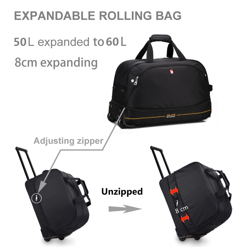 Rolling Duffle Bag with Wheels, 22 inch Carry On Bag U9364