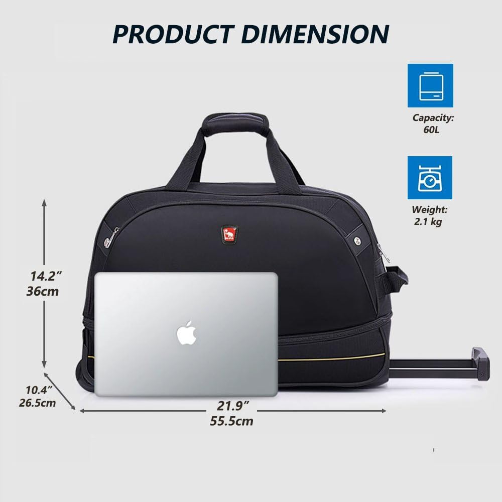Rolling Duffle Bag with Wheels, 22 inch Carry On Bag U9364