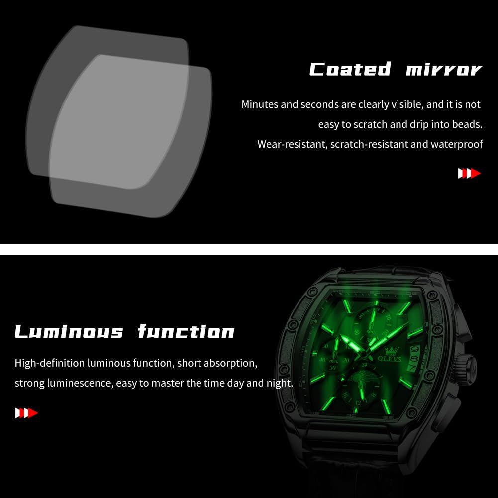 Men Big Square Face Chronograph Stainless Steel Dress Watch P108221