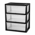 Black 3 Drawer Plastic Storage Tower X48102