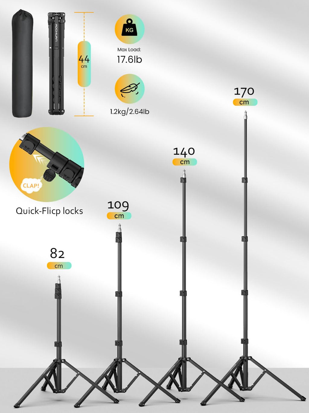 1.7M Aluminum Alloy Camera Tripod Q621
