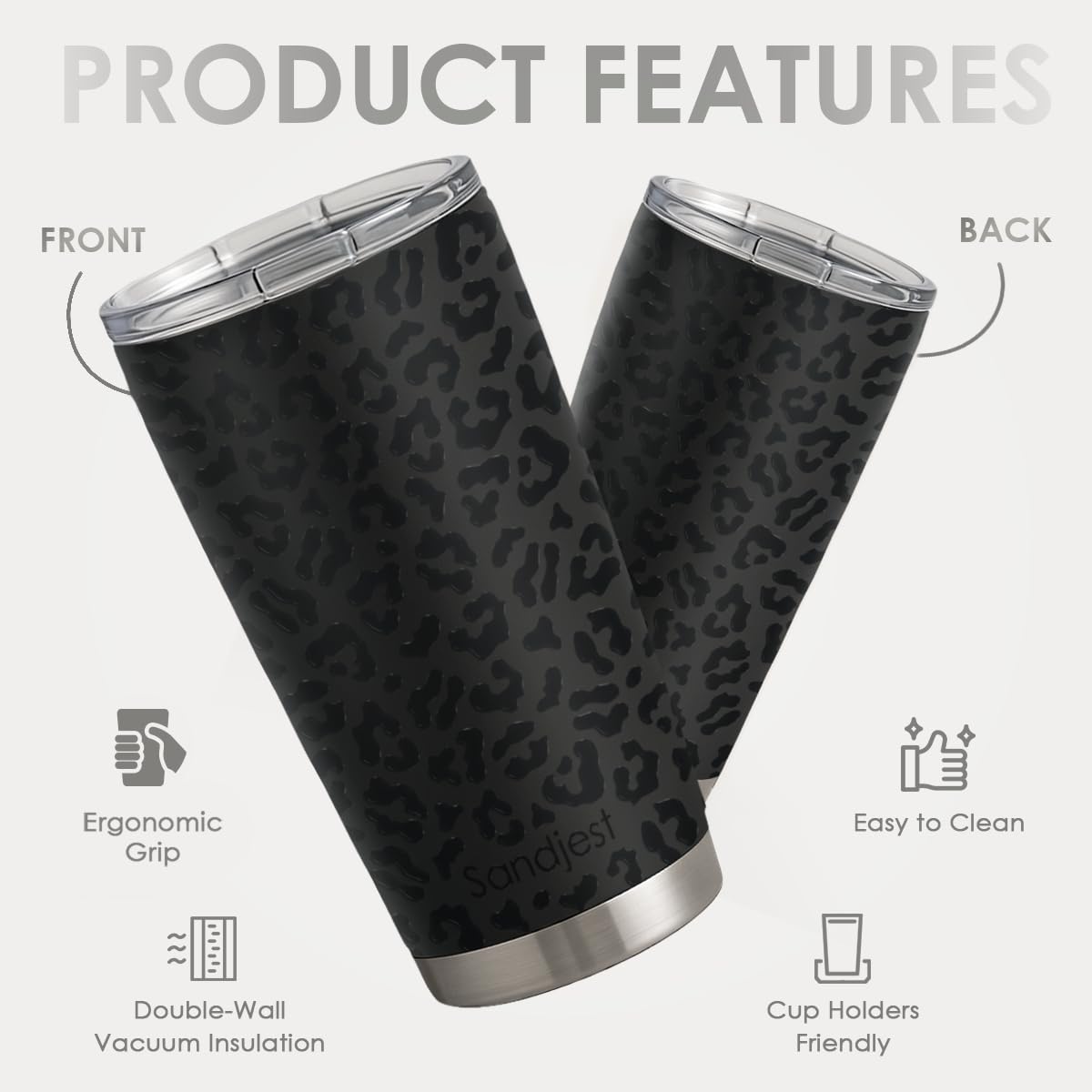 20oz Stainless Steel Insulated Leopard Print Tumbler A154