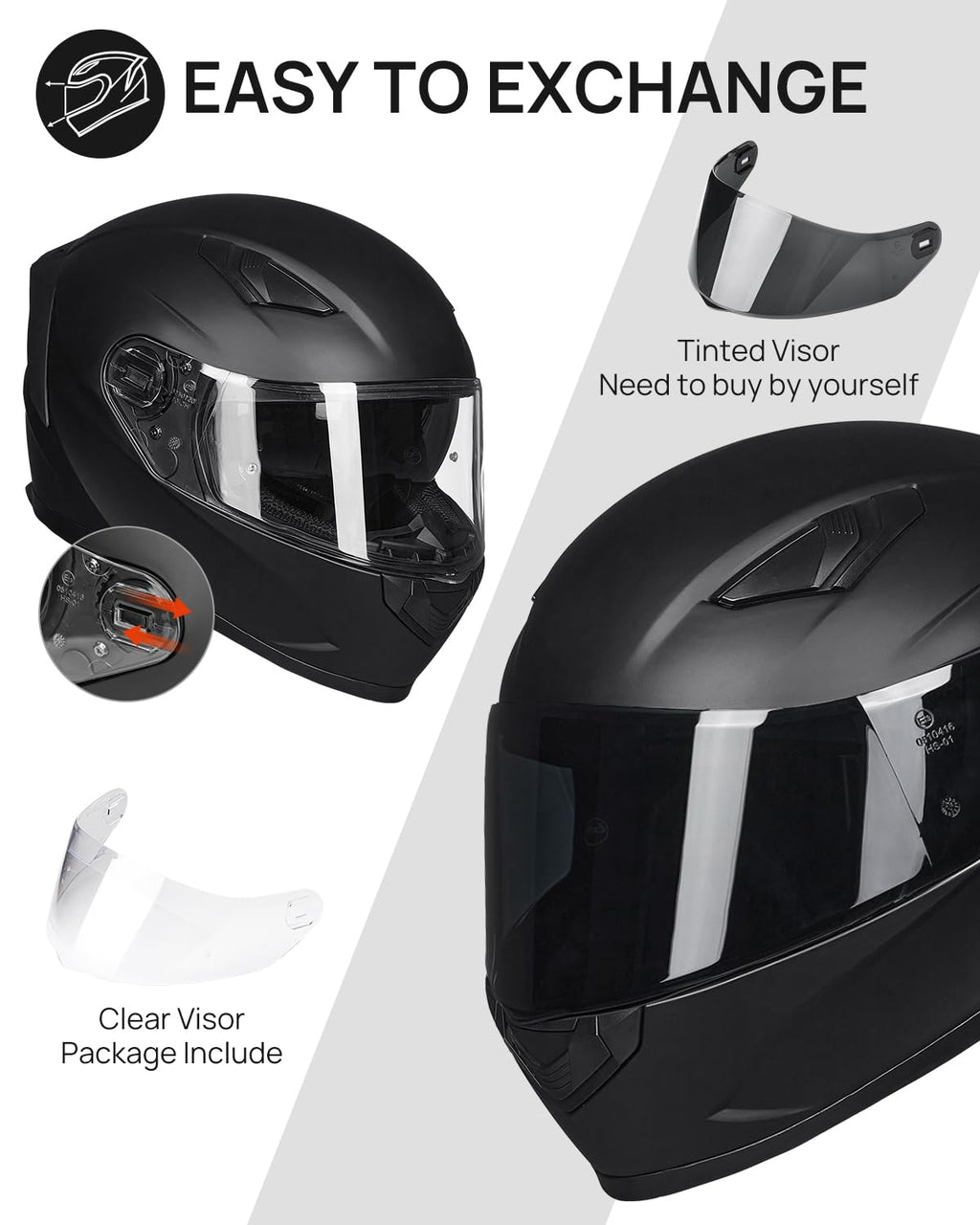 Full Face Motorcycle Helmet DOT Anti-Fog Pinlock I872