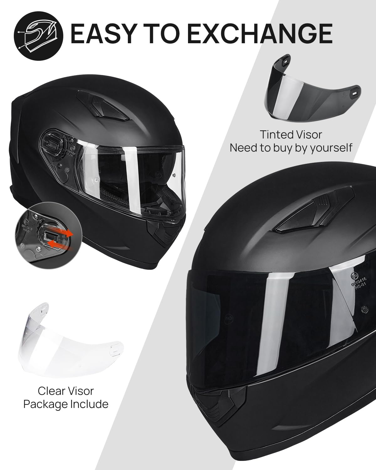 Full Face Motorcycle Helmet DOT Anti-Fog Pinlock I872