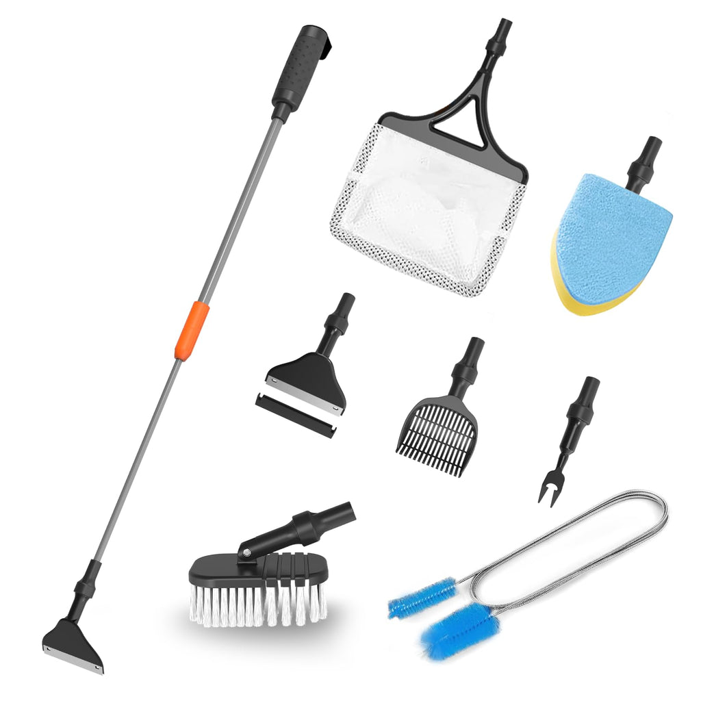 7-in-1 Aquarium Cleaning Tool with Telescopic Handle D75036