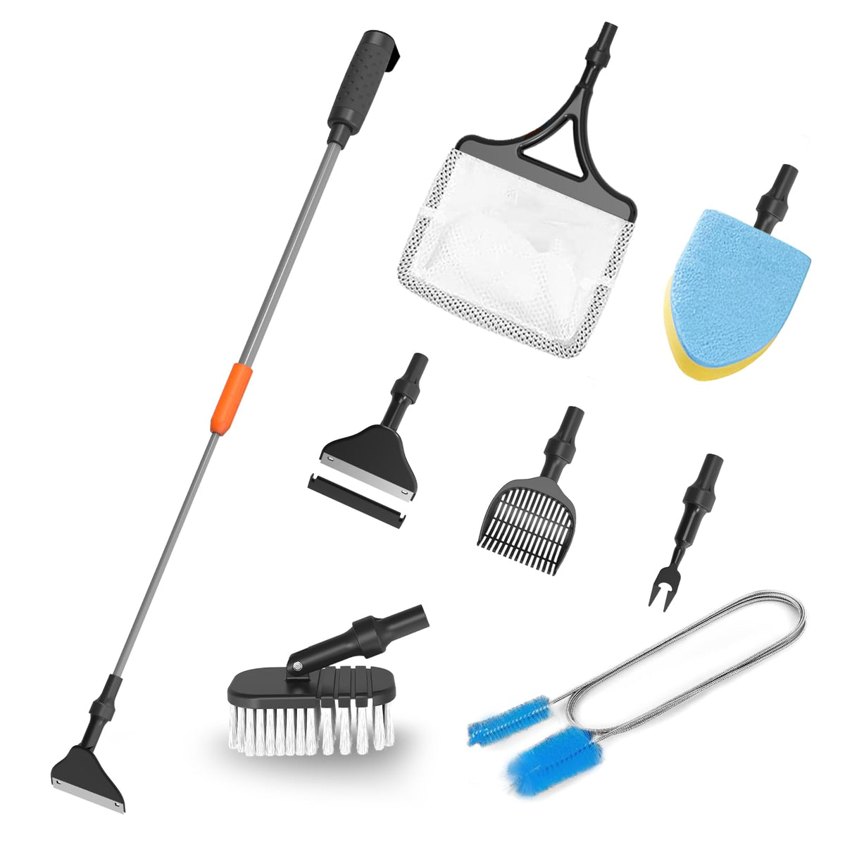 7-in-1 Aquarium Cleaning Tool with Telescopic Handle D75036
