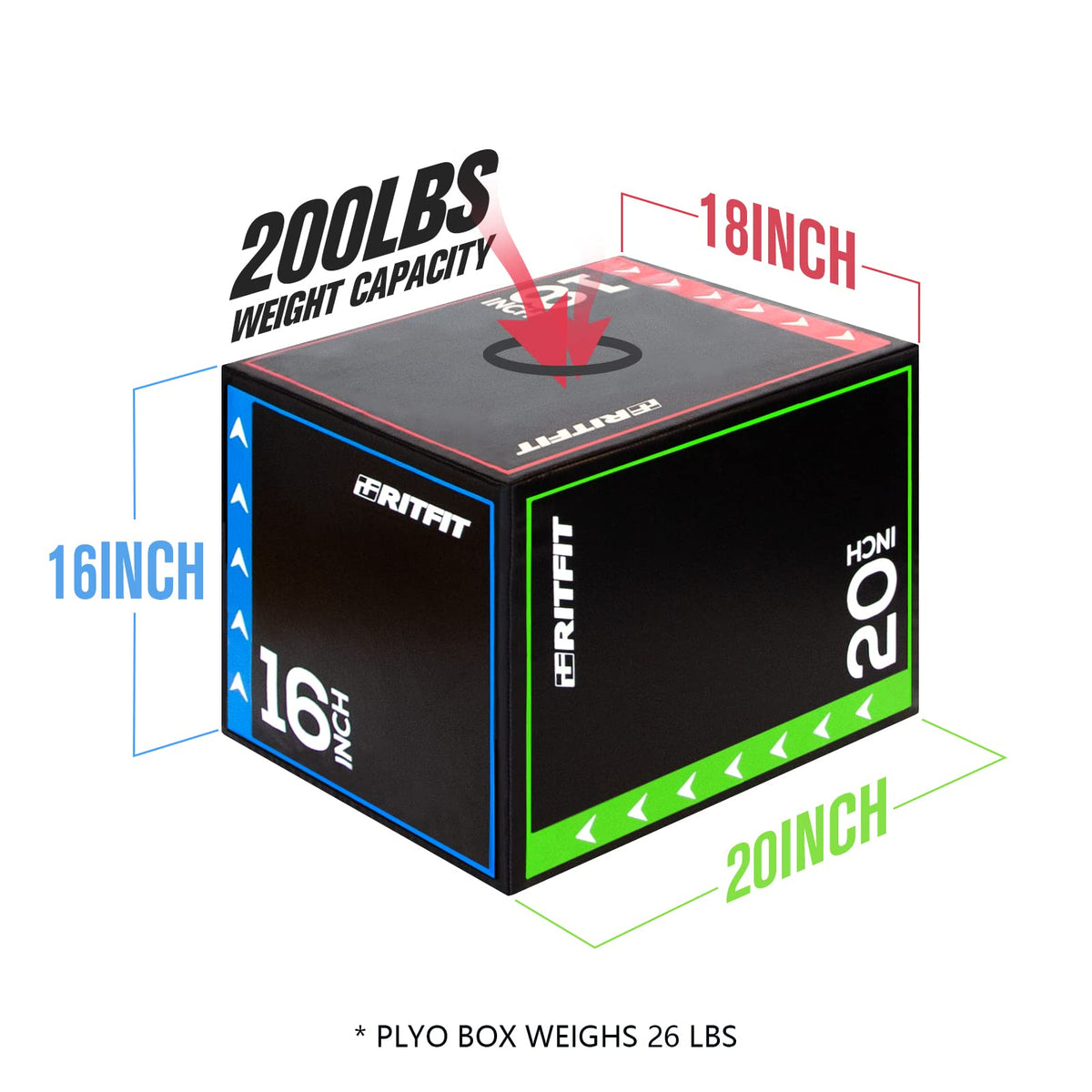 3 in 1 Foam Plyo Box 30”x24”x20” 440lb Weight Capacity P4132