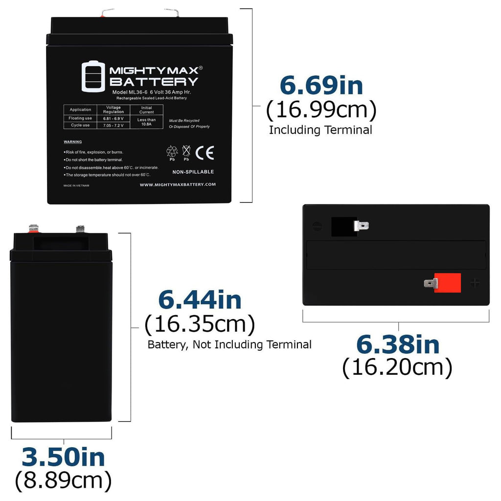 6 Volt 36 AH Rechargeable SLA AGM Battery 4 Pack D38926