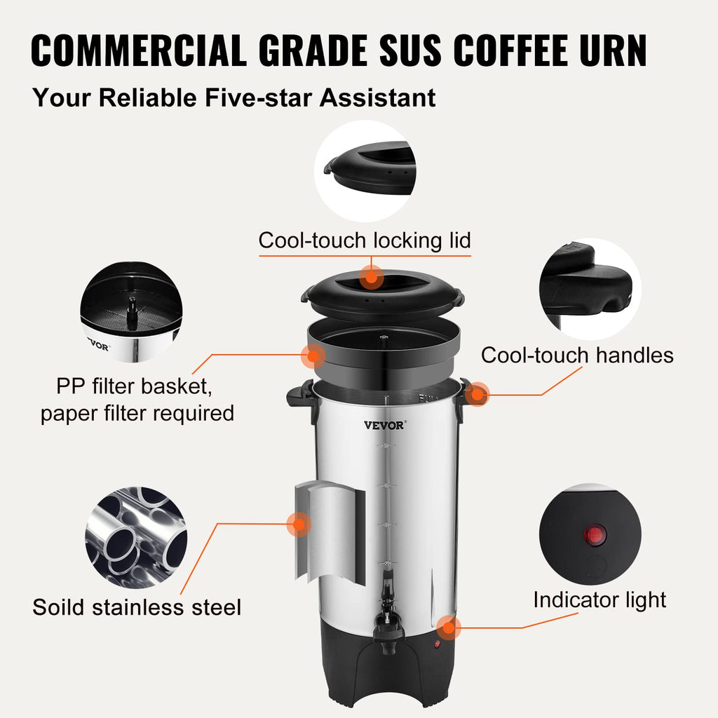 50 Cups Stainless Steel Commercial Coffee Urn Y463091