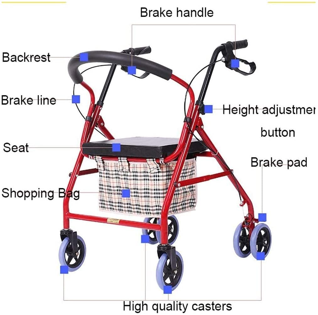 Compact Folding Rolling Walker with Padded Seat and Carry Bag F611598