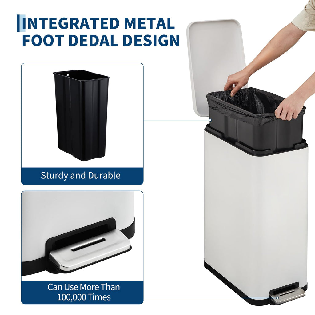 13.2 gal Stainless Steel Step Trash Can H12128