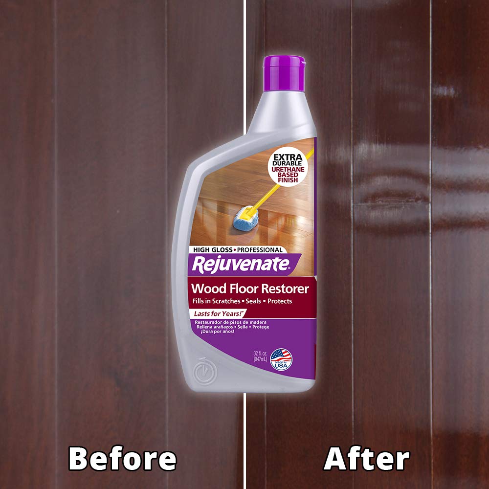 Wood Floor Restorer and Polish with High Gloss Finish 32oz and PH Balanced Floor Cleaner Q87048