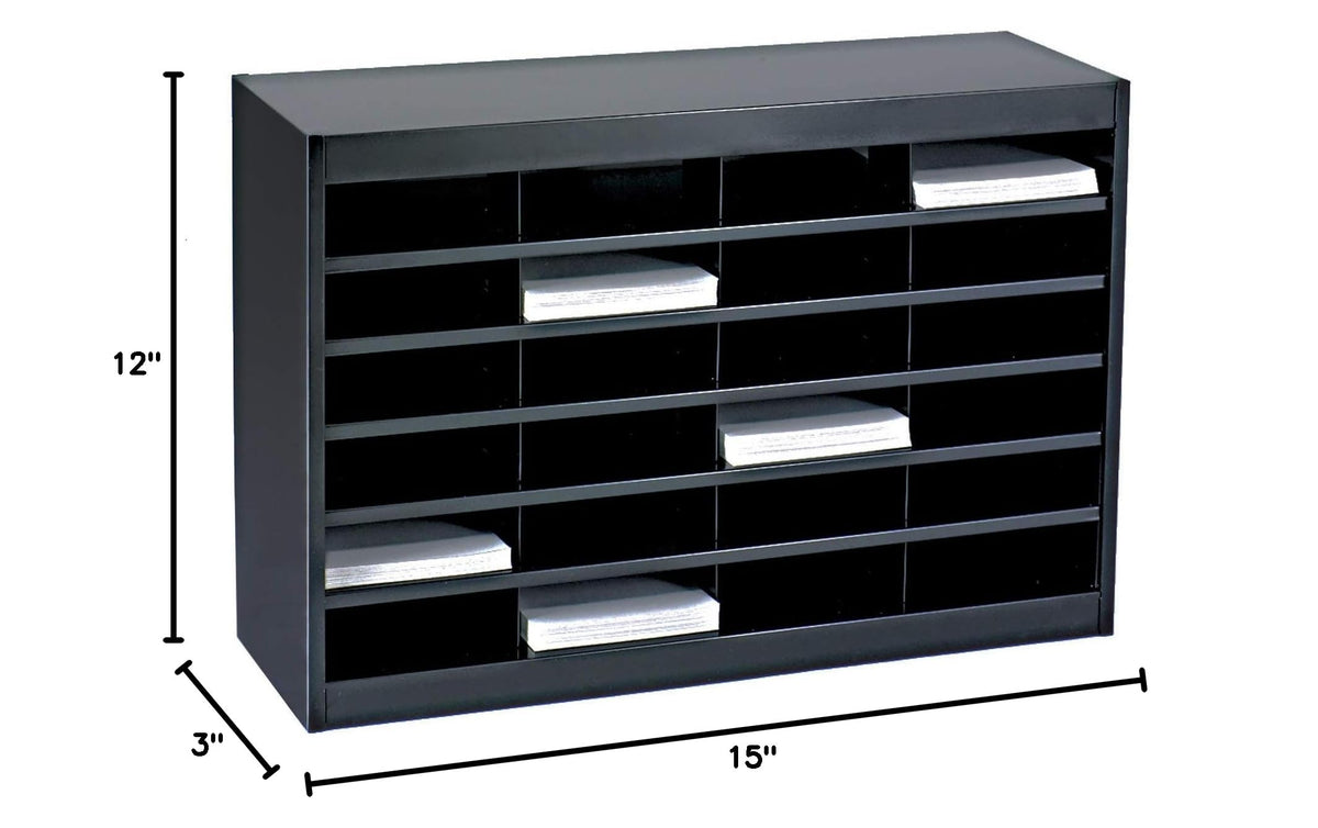 Black 24 Compartment Steel Mail Sorter H100