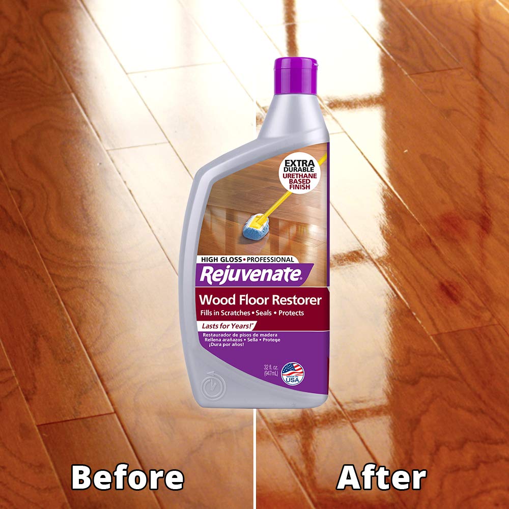 Wood Floor Restorer and Polish with High Gloss Finish 32oz and PH Balanced Floor Cleaner Q87048