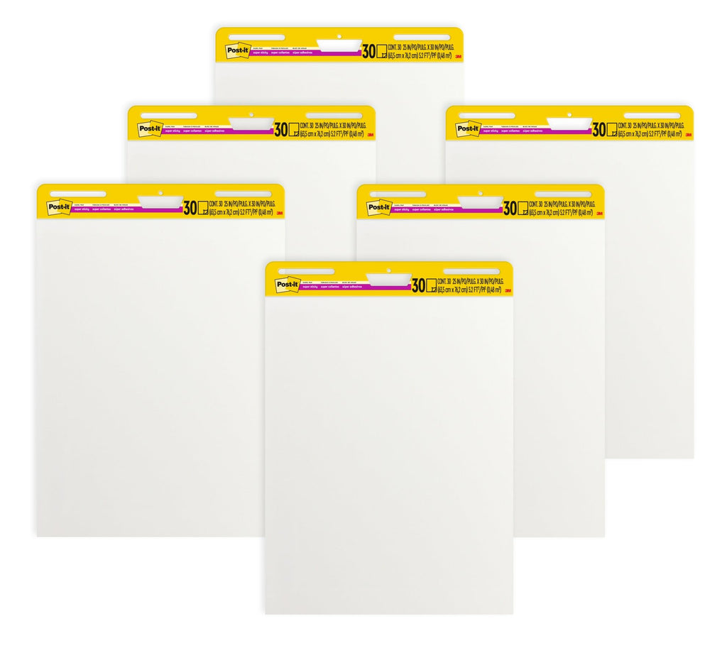 Super Sticky Easel Pad 25" x 30" 30 Sheets 6-Pack U86497
