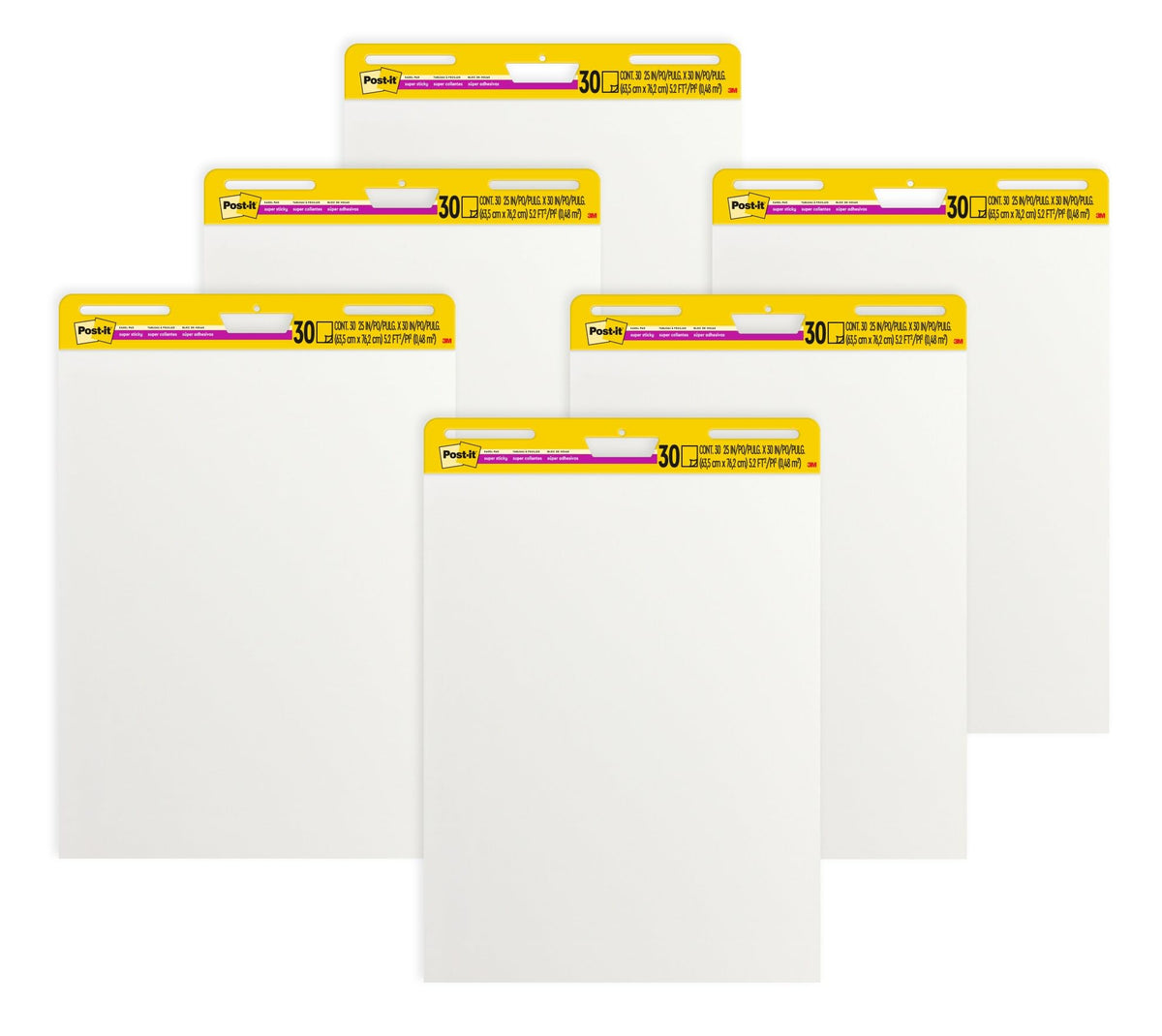 Super Sticky Easel Pad 25" x 30" 30 Sheets 6-Pack U86497
