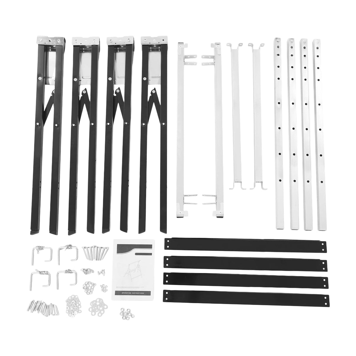 2-Pack Height Adjustable Folding Saw Horses Q195 Steel 220.46lbs Load Capacity Black & Silver S289231