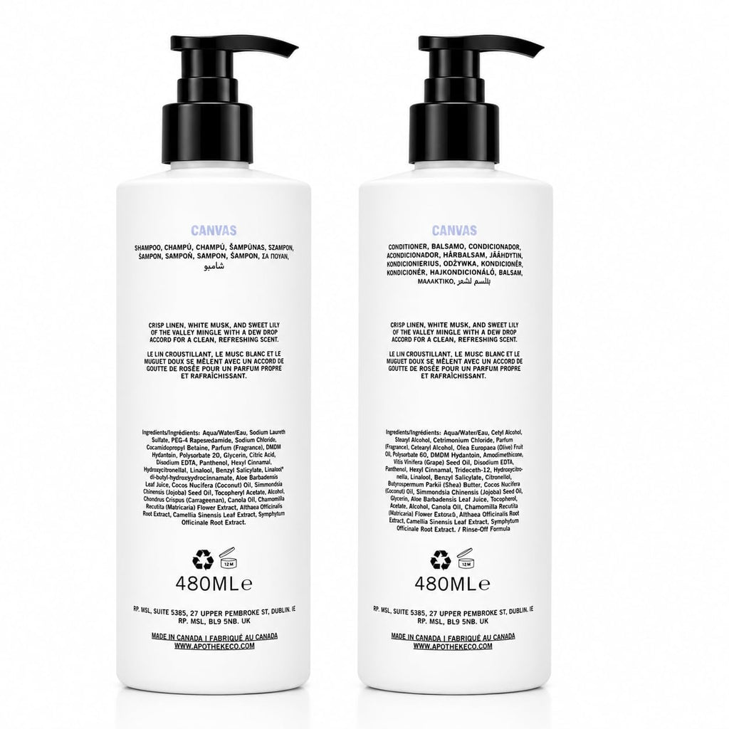 Plant-Based Shampoo and Conditioner Set with Aloe Chamomile Coconut and Jojoba Oils, 16.2 Fl Oz Each P751073