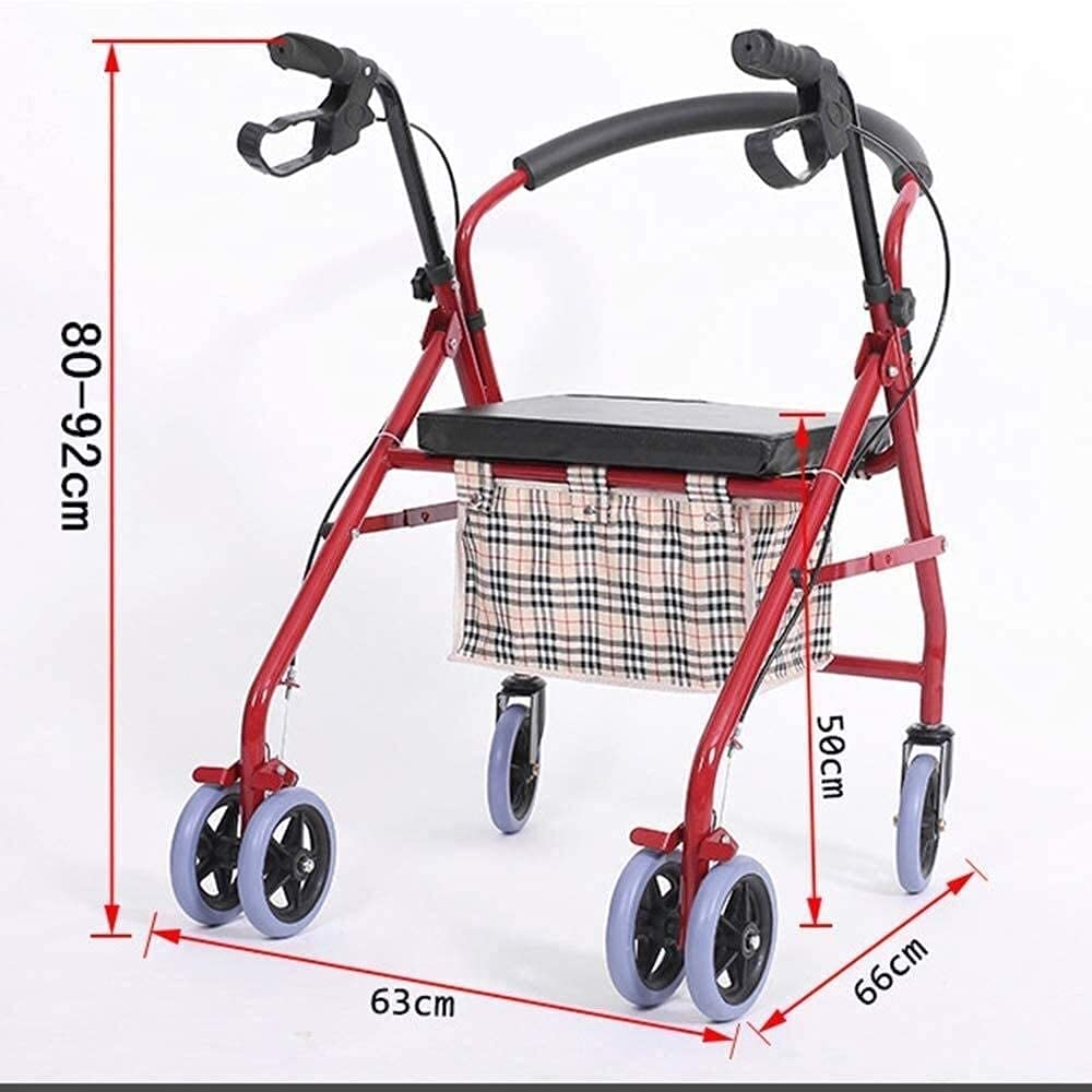 Compact Folding Rolling Walker with Padded Seat and Carry Bag F611598
