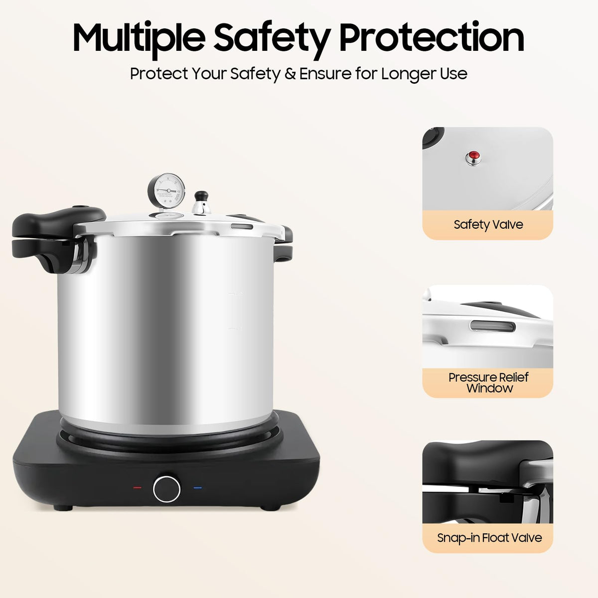 23 Quart Aluminum Pressure Cooker with Pressure Gauge & Release Valve K342823