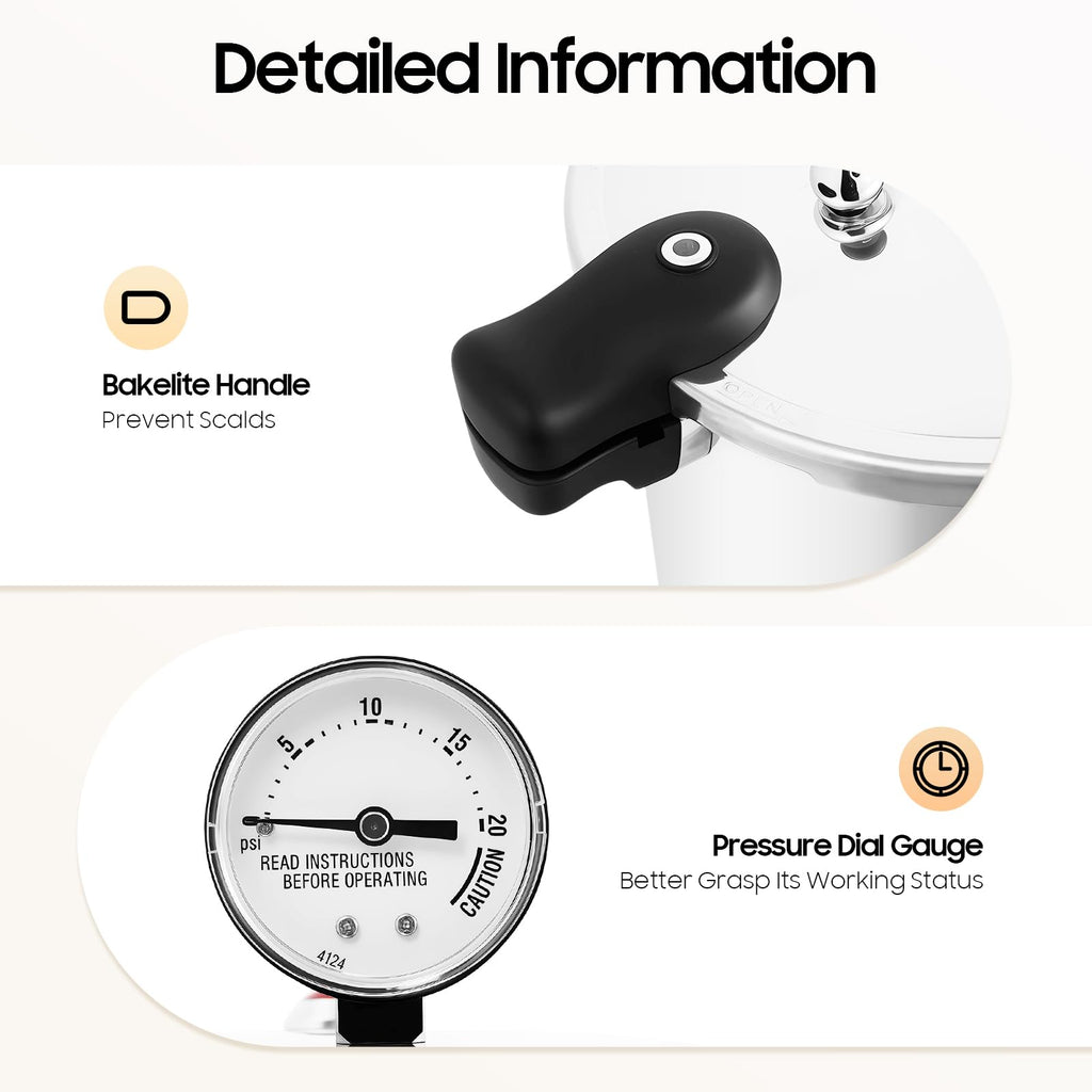 23 Quart Aluminum Pressure Cooker with Pressure Gauge & Release Valve K342823