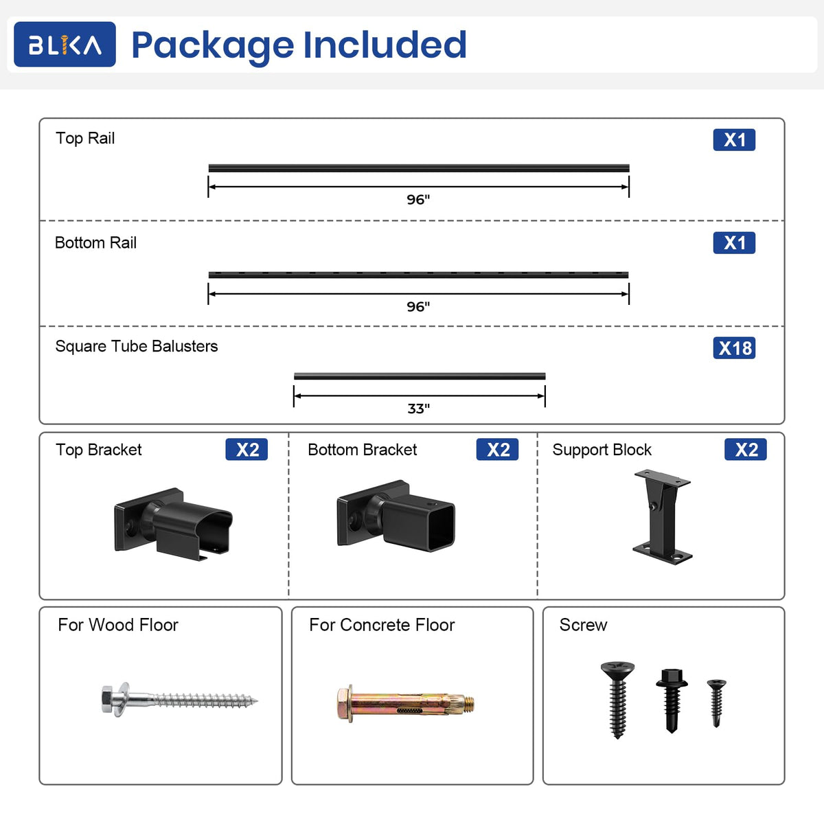 36 in. x 8 ft. Matte Black Aluminum Stair Railing Kit I8530