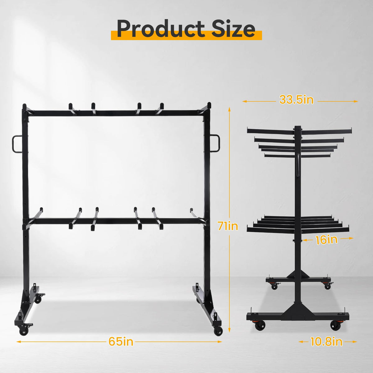 2-Tier Heavy Duty Folding Chair Cart with Wheels T766283