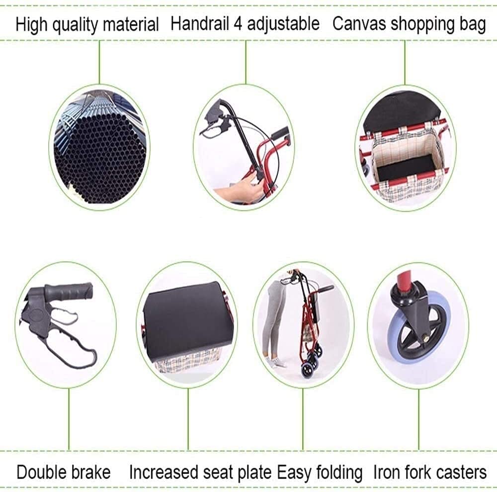 Compact Folding Rolling Walker with Padded Seat and Carry Bag F611598