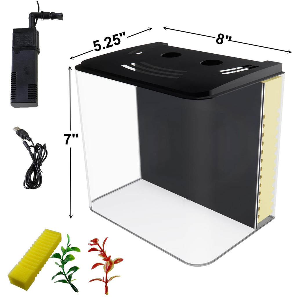1.2 Gallon Aquarium Starter Kit with LED Light and Water Filter Pump U4912