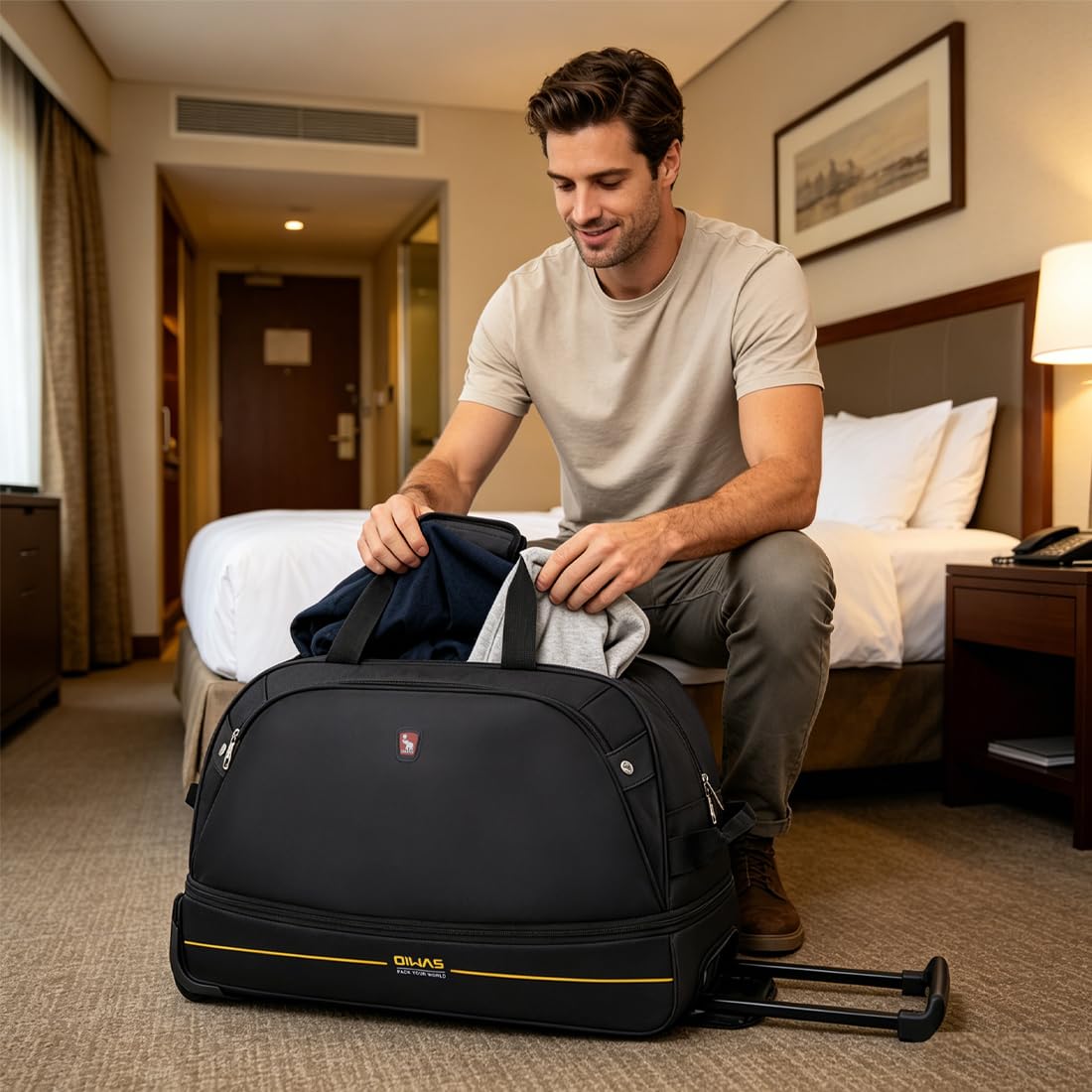 Rolling Duffle Bag with Wheels, 22 inch Carry On Bag U9364