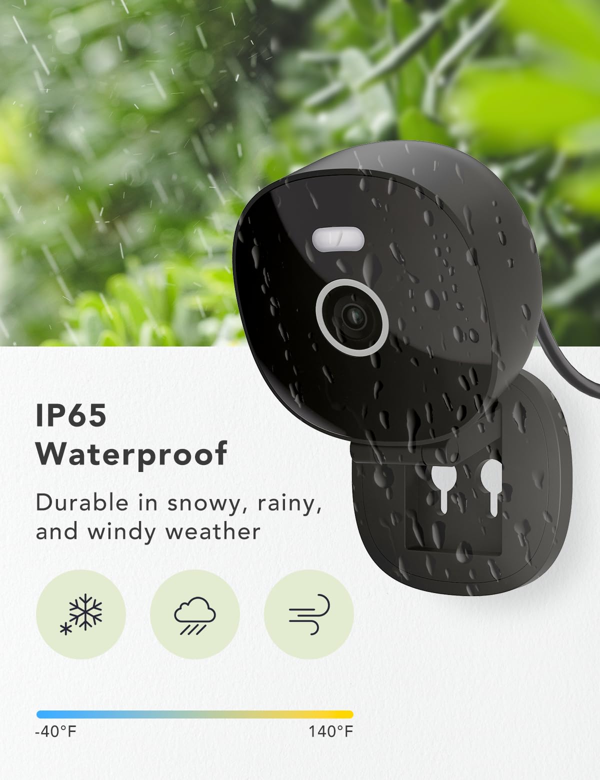 2K Wired Security Camera, Indoor/Outdoor, IP65 Waterproof Color Night Vision, Black D719507