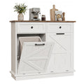 Brown White Double Tilt Out Trash Cabinet with Drawers K738322