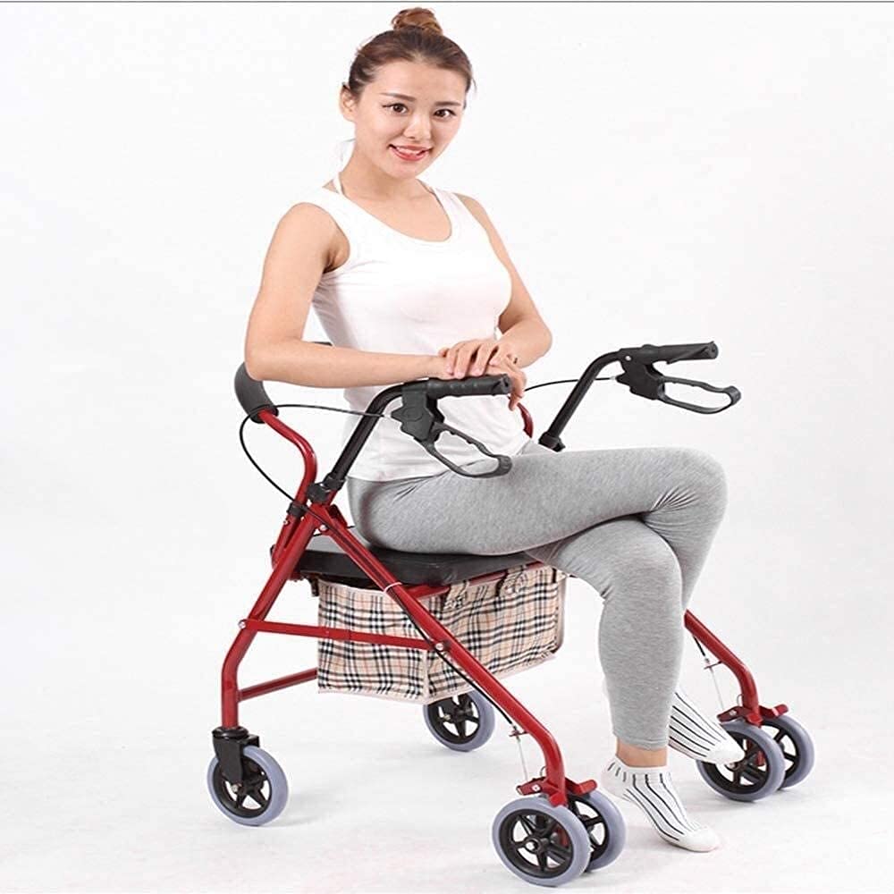 Compact Folding Rolling Walker with Padded Seat and Carry Bag F611598