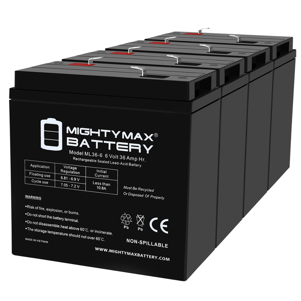 6 Volt 36 AH Rechargeable SLA AGM Battery 4 Pack D38926