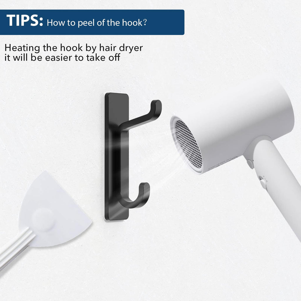 Black 4 Pack Stick-on Hooks M6876