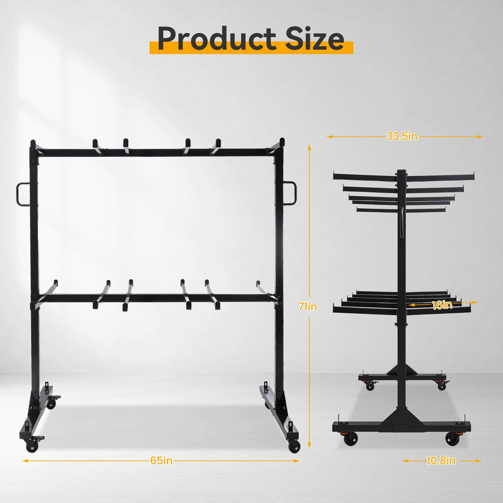 2-Tier Heavy Duty Folding Chair Cart with Wheels T766283