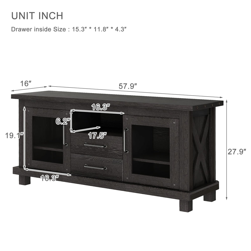Espresso Particleboard TV Stand with Two Drawers A216