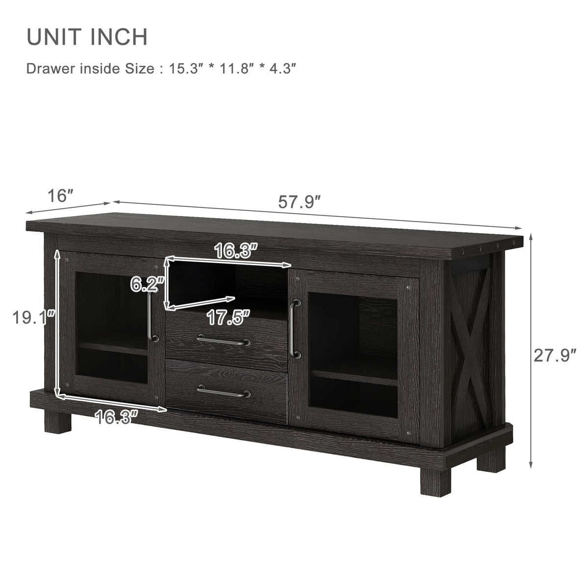 Espresso Particleboard TV Stand with Two Drawers A216