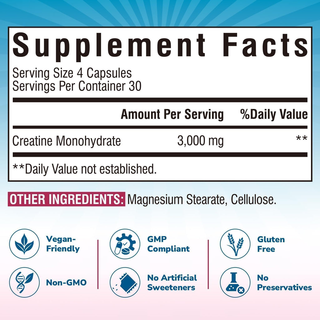 Micronized Creatine Monohydrate 3000 mg 120 Capsules Z625343