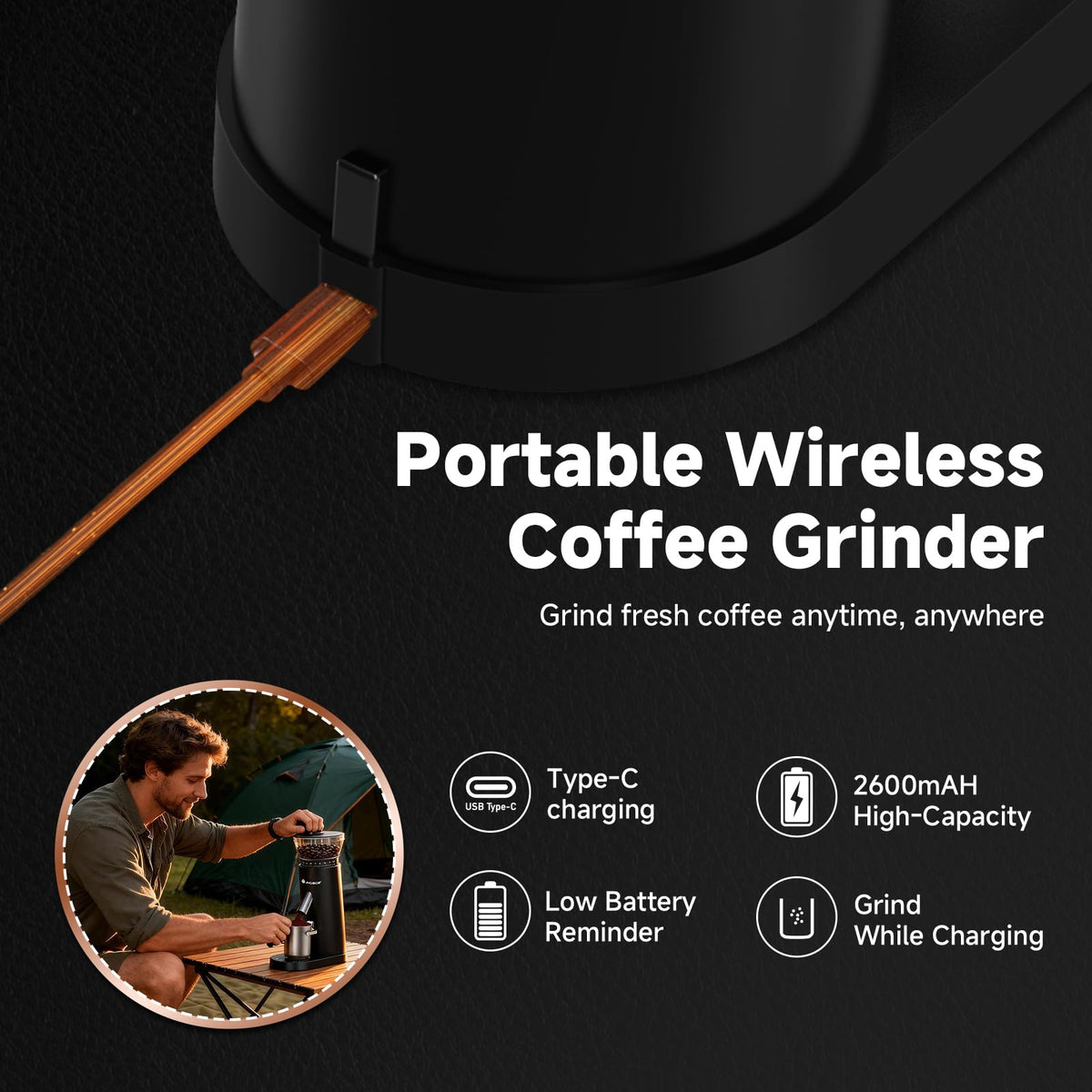 Cordless Burr Coffee Grinder with 60 Settings V518