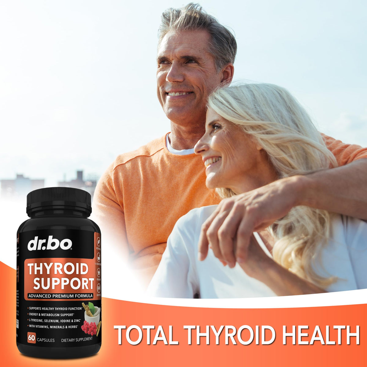 Thyroid Support Supplement with L-Tyrosine Selenium Iodine Zinc Bladderwrack Kelp Ashwagandha 60 Pills P760