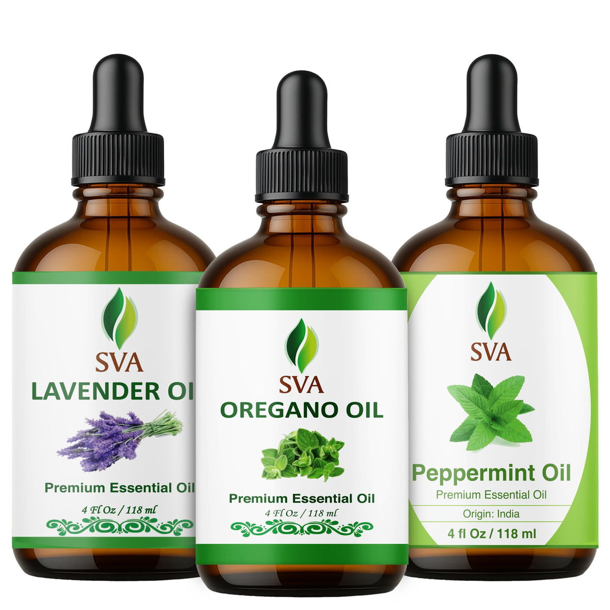 Oregano Aromatic Trio Glass Bottles with Droppers 4 Fl oz L861921