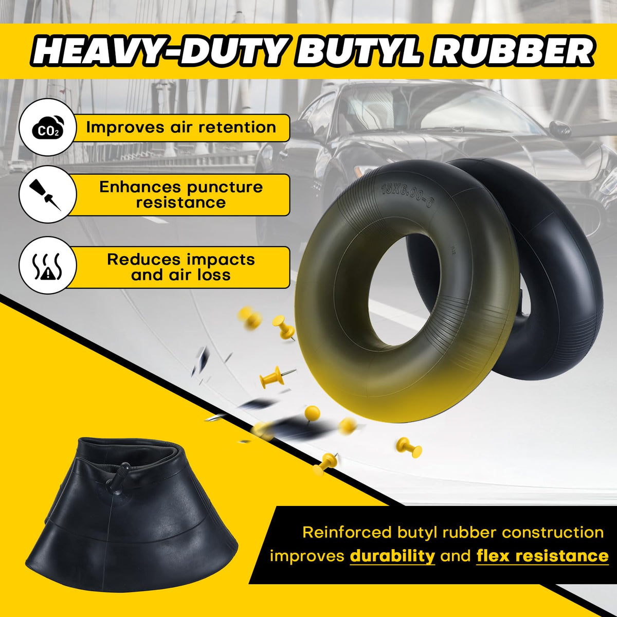 15x6.00-6 Tire Inner Tubes with TR-13 Valve Stem S43738