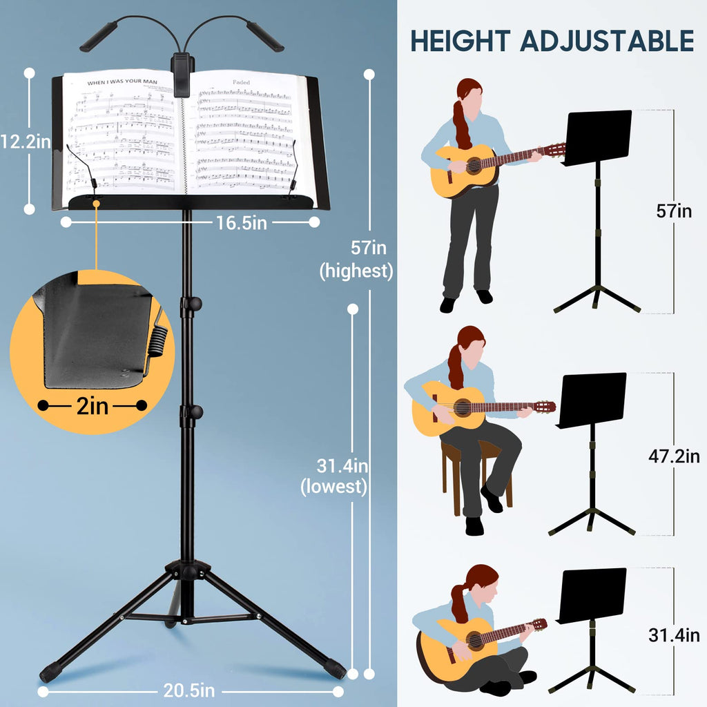 6 IN 1 Sheet Music Stand with Carrying Bag Metal Portable E8085