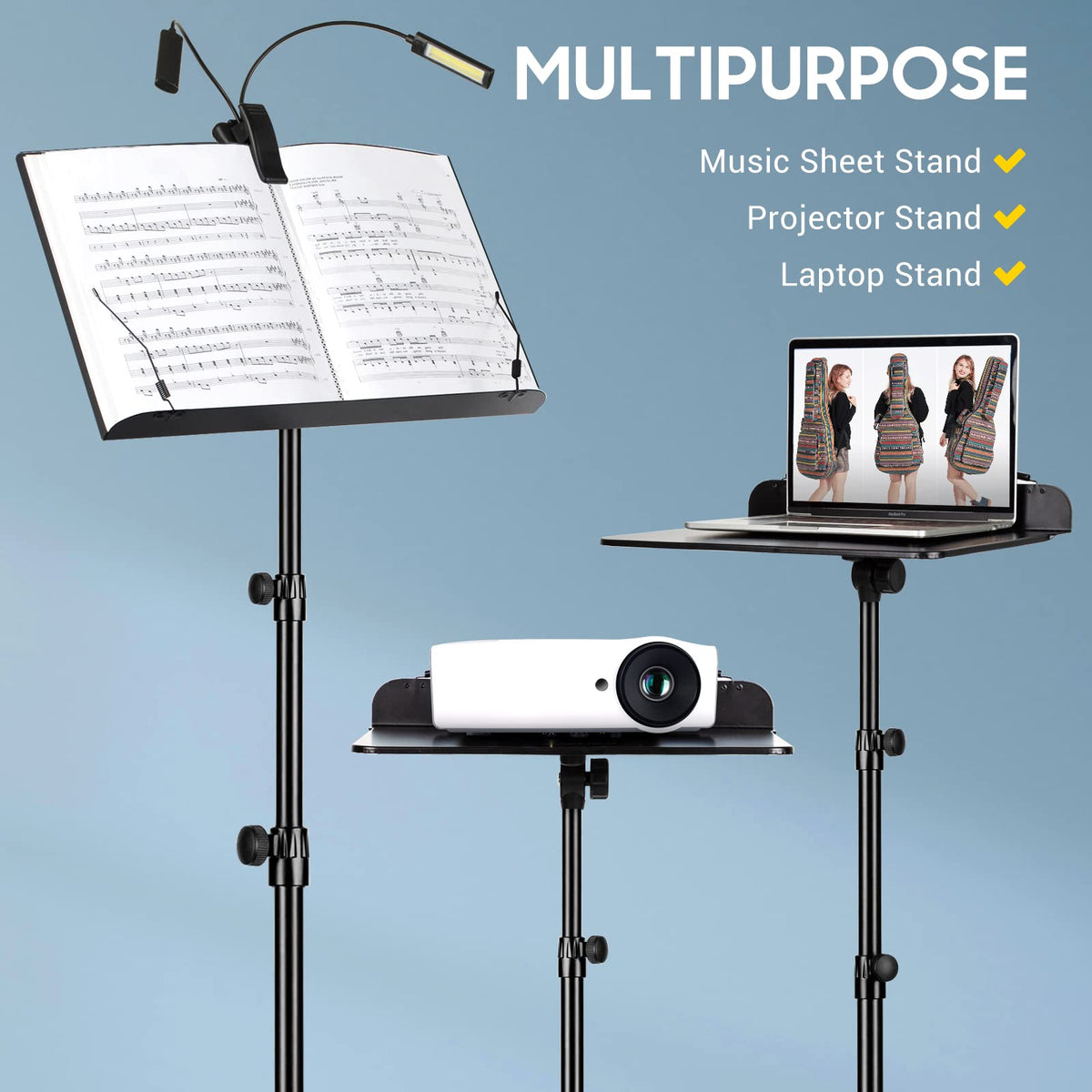 6 IN 1 Sheet Music Stand with Carrying Bag Metal Portable E8085
