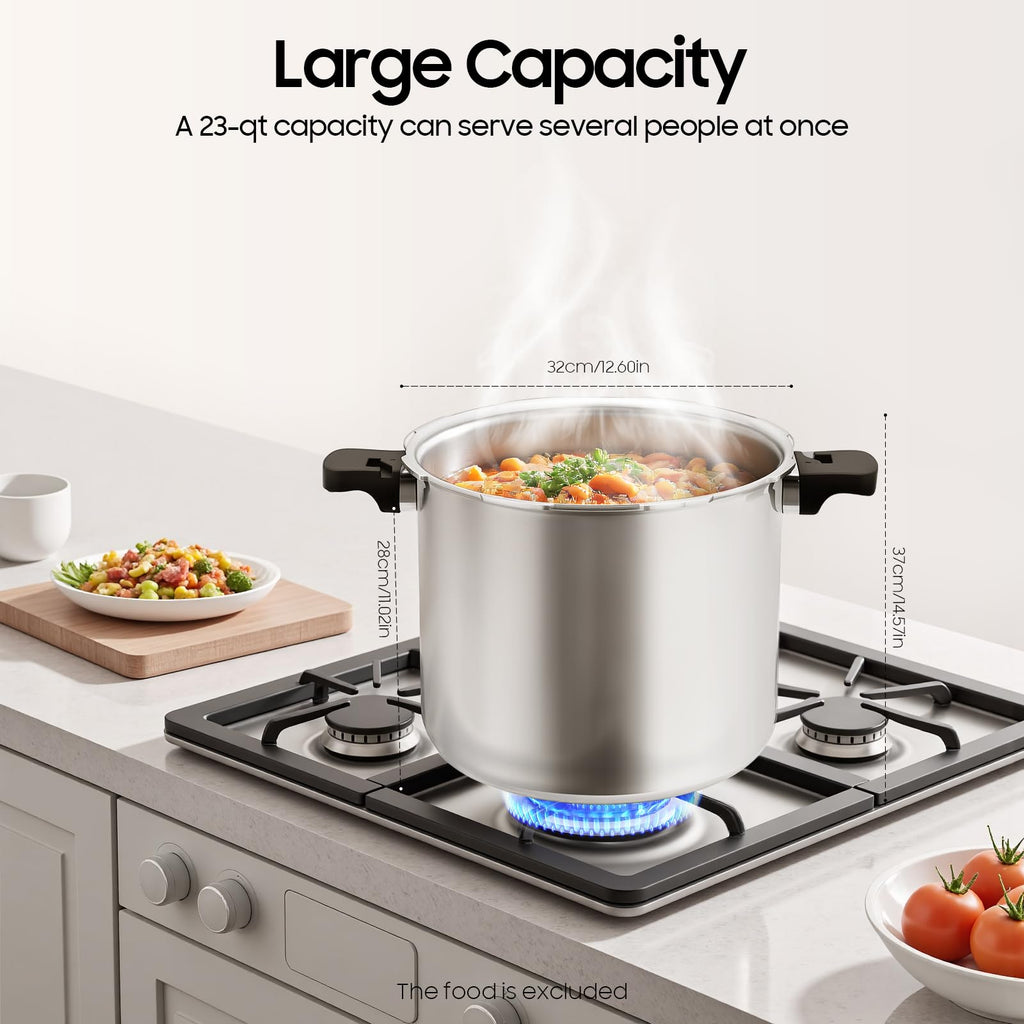 23 Quart Aluminum Pressure Cooker with Pressure Gauge & Release Valve K342823