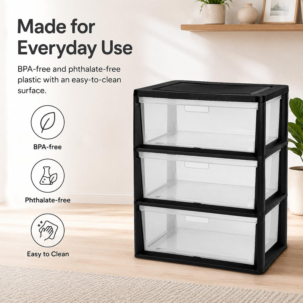3 Drawer Plastic Storage Cart T4511